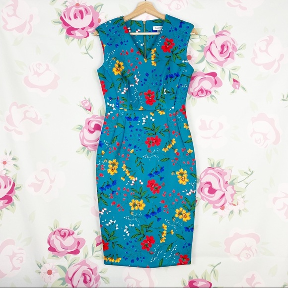 Calvin Klein Dresses & Skirts - NEW Calvin Klein Teal Floral Print Dress 4